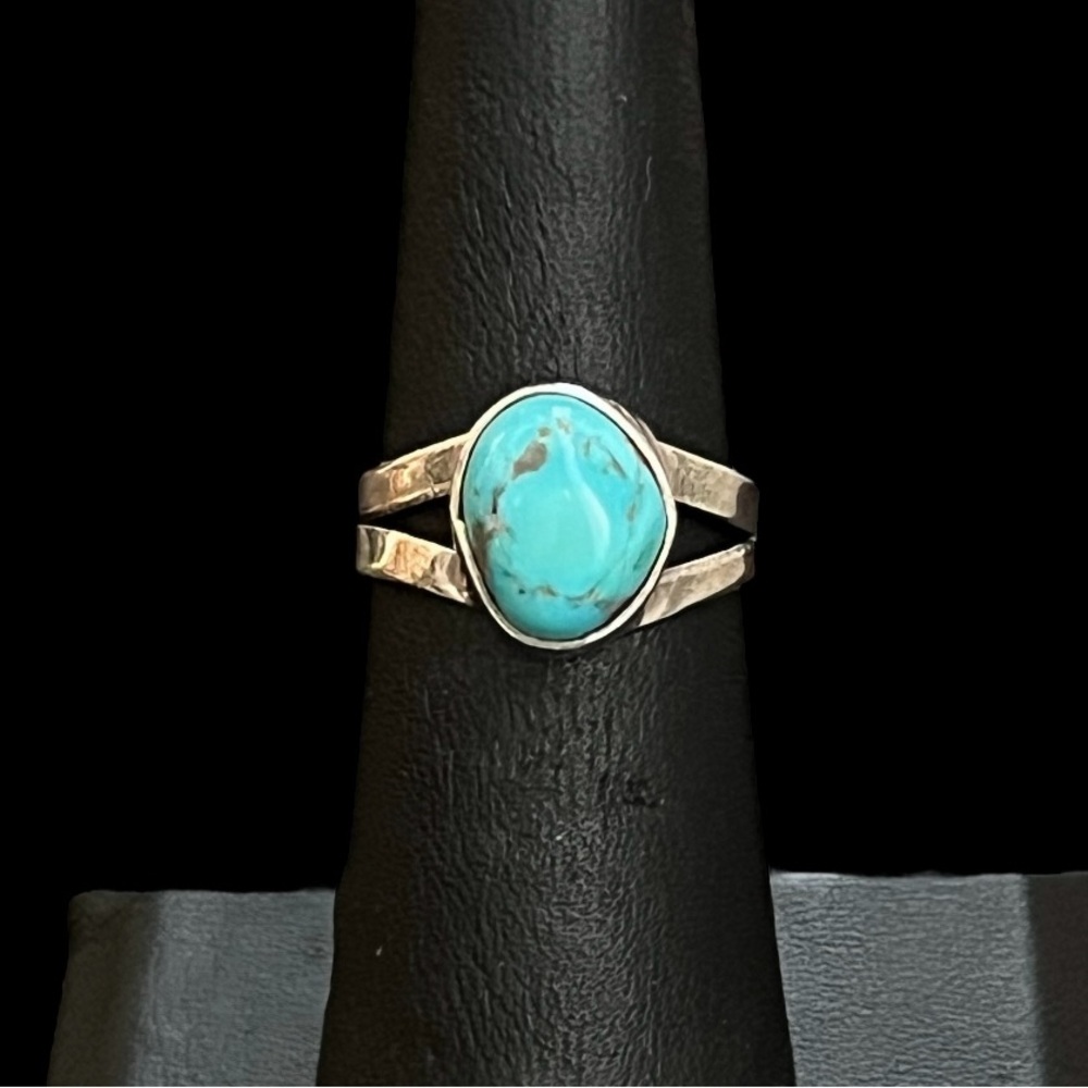 Vintage Native American sterling silver turquoise ring Artisan Size 6